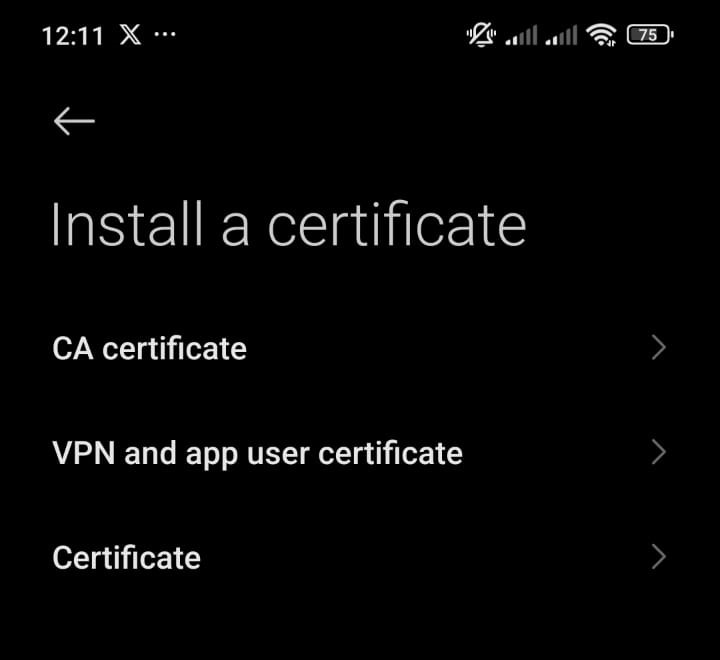 Ejemplo de no tener instalado el certificado en el dispositivo