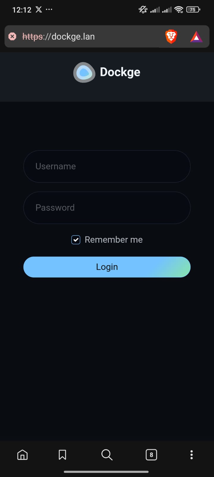 Ejemplo de no tener instalado el certificado en el dispositivo