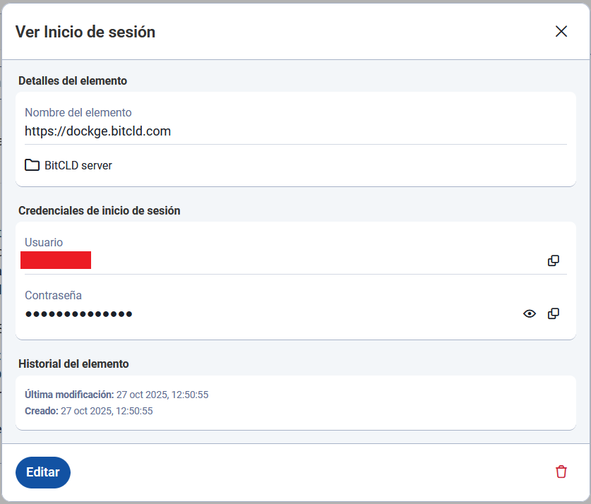 Creación cuenta Vaultwarden