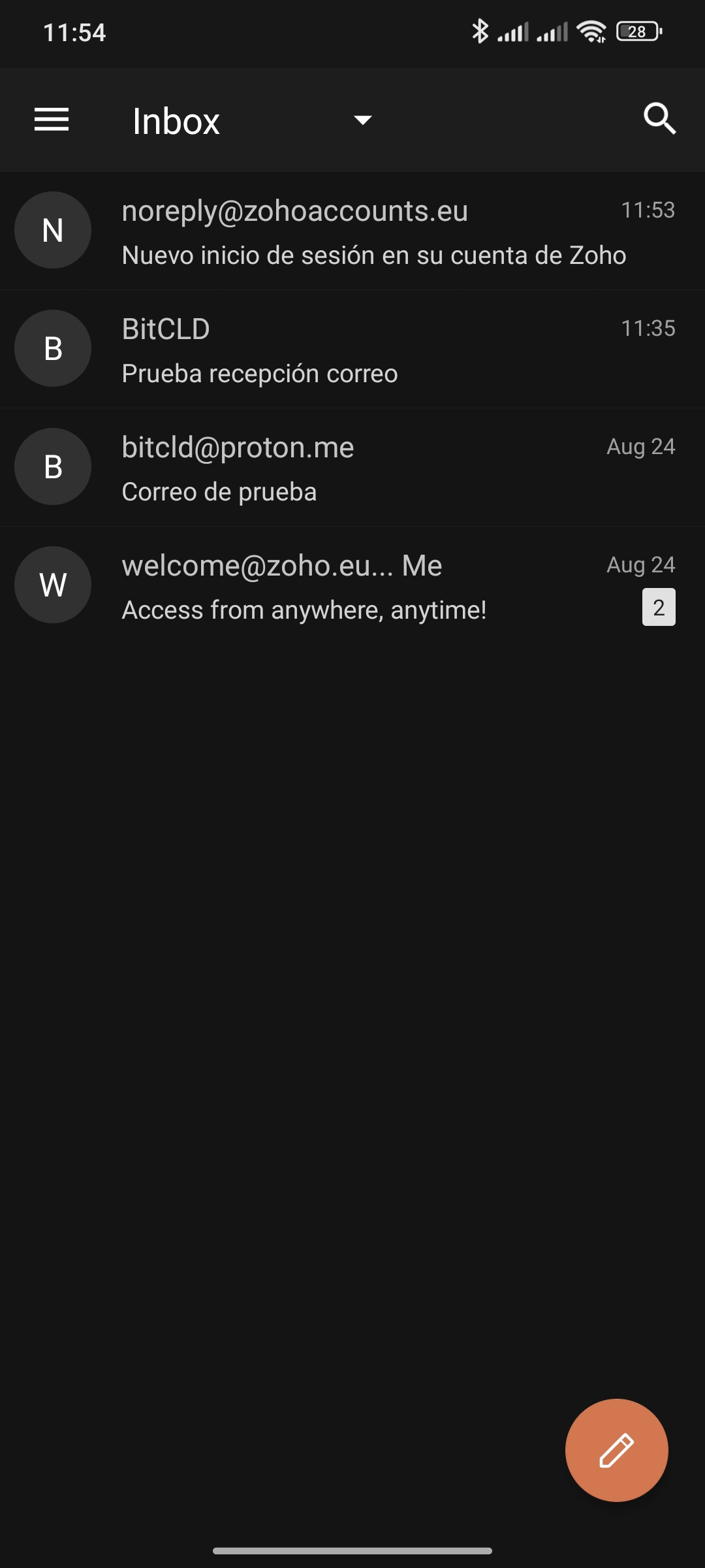 Bandeja de entrada móvil